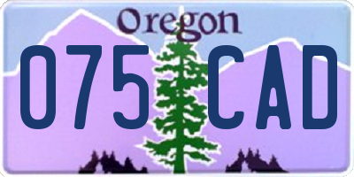 OR license plate 075CAD