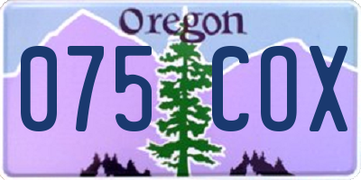 OR license plate 075COX