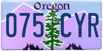 OR license plate 075CYR