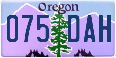 OR license plate 075DAH