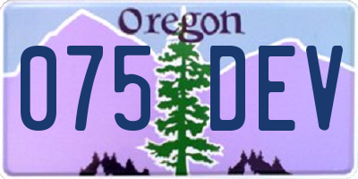OR license plate 075DEV