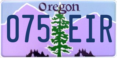 OR license plate 075EIR