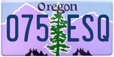 OR license plate 075ESQ