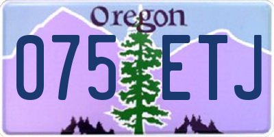 OR license plate 075ETJ