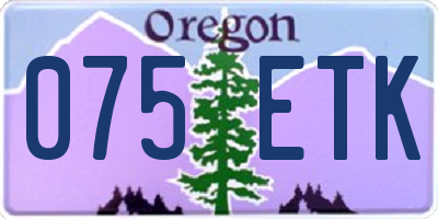 OR license plate 075ETK