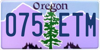 OR license plate 075ETM