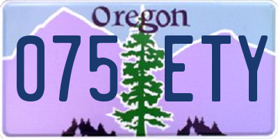 OR license plate 075ETY