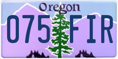 OR license plate 075FIR