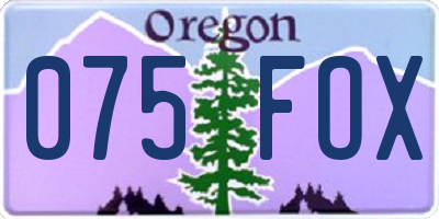 OR license plate 075FOX