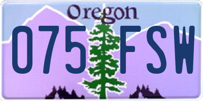 OR license plate 075FSW