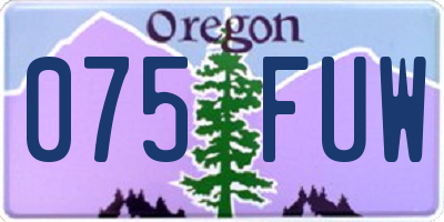 OR license plate 075FUW