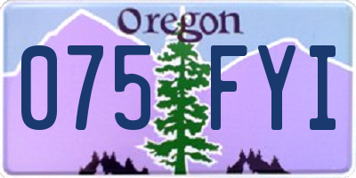 OR license plate 075FYI
