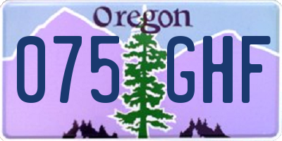 OR license plate 075GHF