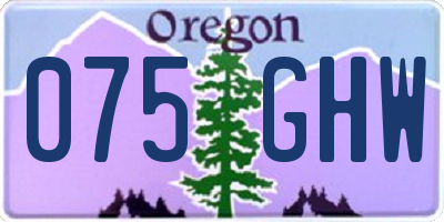 OR license plate 075GHW