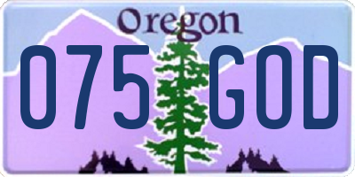 OR license plate 075GOD