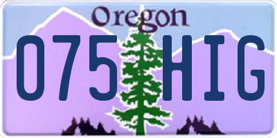 OR license plate 075HIG