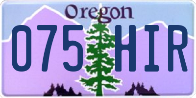 OR license plate 075HIR