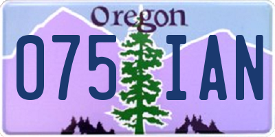 OR license plate 075IAN