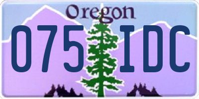 OR license plate 075IDC