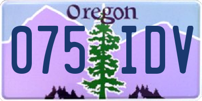 OR license plate 075IDV