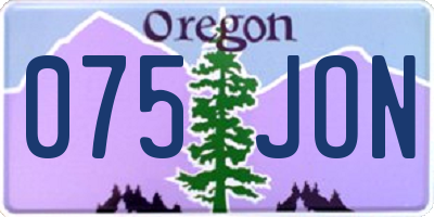 OR license plate 075JON