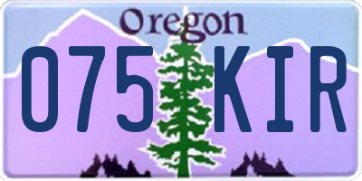 OR license plate 075KIR
