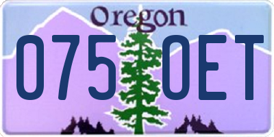 OR license plate 075OET