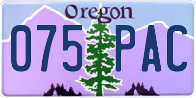 OR license plate 075PAC