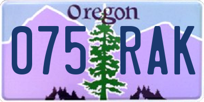 OR license plate 075RAK