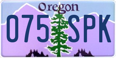 OR license plate 075SPK