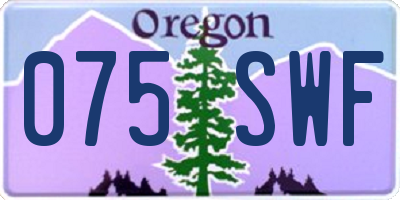 OR license plate 075SWF