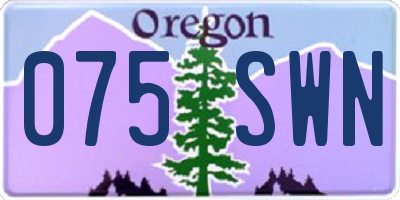OR license plate 075SWN