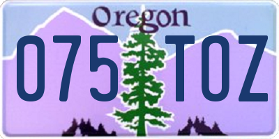 OR license plate 075TOZ