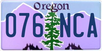 OR license plate 076NCA