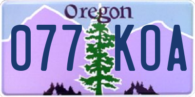 OR license plate 077KOA