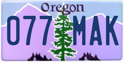 OR license plate 077MAK