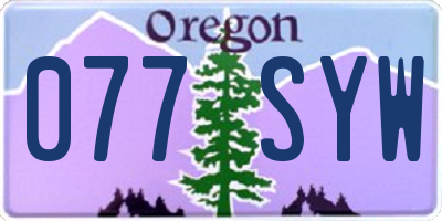 OR license plate 077SYW