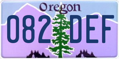 OR license plate 082DEF