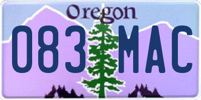 OR license plate 083MAC