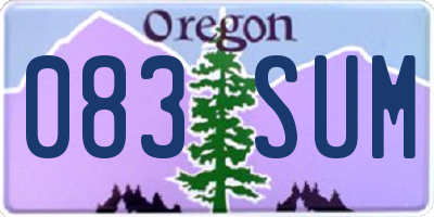 OR license plate 083SUM