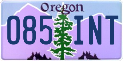 OR license plate 085INT