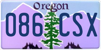 OR license plate 086CSX