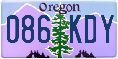 OR license plate 086KDY