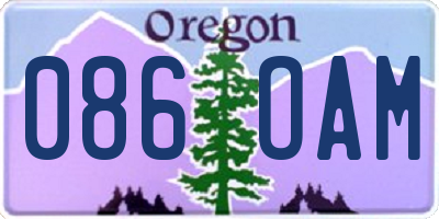 OR license plate 086OAM