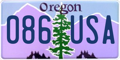 OR license plate 086USA