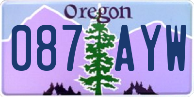 OR license plate 087AYW