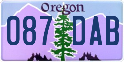 OR license plate 087DAB