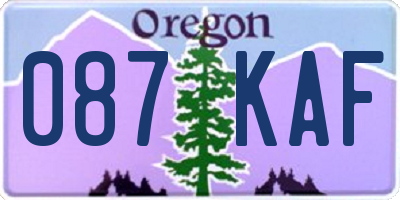 OR license plate 087KAF