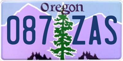 OR license plate 087ZAS