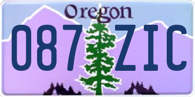 OR license plate 087ZIC